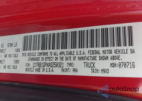 2010 Dodge Ram 1500 Slt/Sport/Trx from USA, damaged, VIN 1D7RB1GPXAS250321